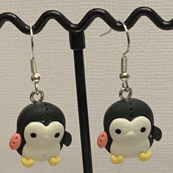Penguin Earring, Penguin Jewelry, Christmas Earrings, Silly Animal Earring, Gift - Picture 5 of 5